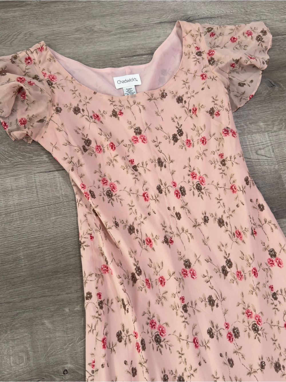 Vintage Chadwicks Pink Floral Silk Dress